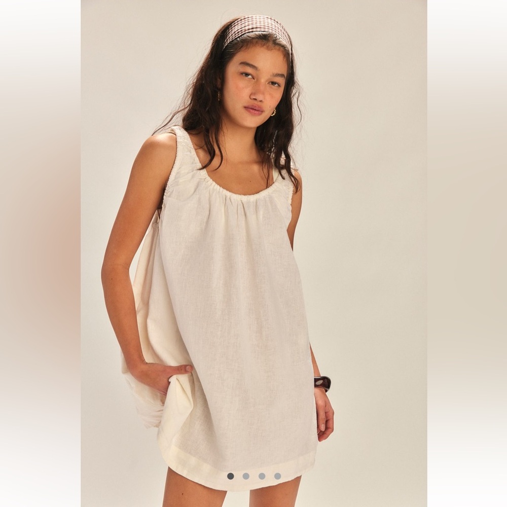 Free people Amanda cotton linen mini dress ivory NWT
